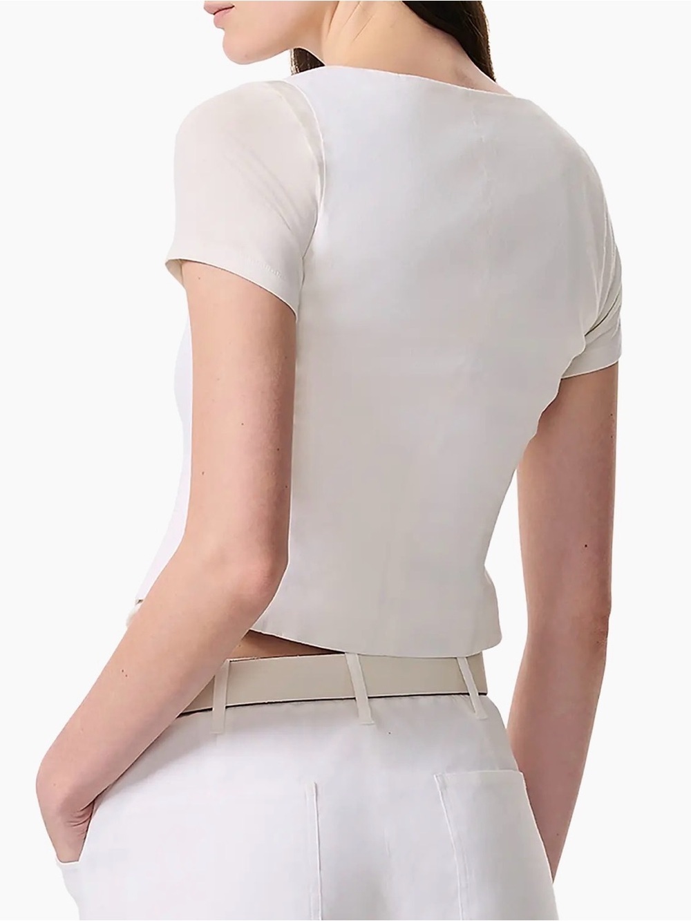 NWT Rag & Bone Mariana Button Front Linen Vest White Square Neck Cropped Size 14 - Picture 2 of 11